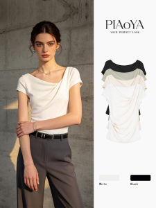PIAOYA | Off-Shoulder Waist-Cinching T-Shirt Blouse