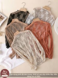 ZISU | High Quality Lace Hollow-out Long-sleeve Mesh Shirt