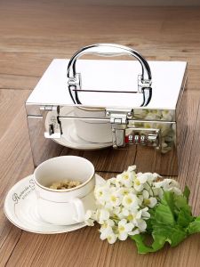 Small Password Suitcase Storage Box Certificate Box Stainless Steel Saving Box Box with Lock Storage Box Jewelry Box with Paper Money