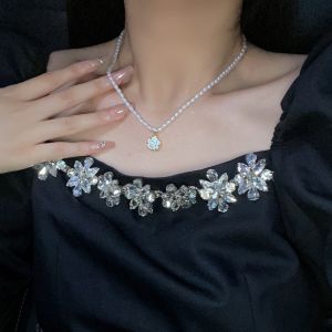 สร้อยคอไข่มุกสไตล์นักเรียนหญิง ดีไซน์หรูหรา สร้อยคอโซ่กระดูกไหปลาร้า ชิ้นส่วนเครื่องประดับแฟชั่น โลหะผสม