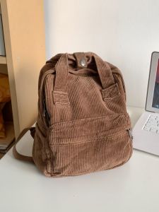 Autumn Winter Japanese All-Matching Corduroy Small Bookbag Womens Casual Minimalist Cute Travel Flat Backpack