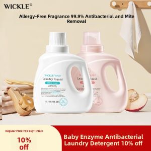 Wickle Baby Laundry Liquid Detergent Enzyme Based Stain Removal Antibacterial Newborn Safe for Washing Clothes And Underwear