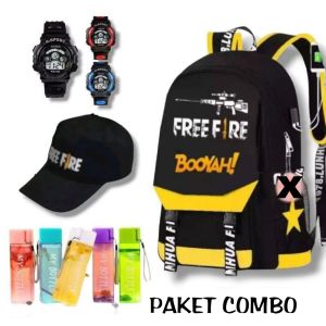 Tas Ransel Sekolah Anak Laki-laki Gamers Free Fiire Boyah 4in1 Tas Sekolah Anak SD SMP Tas Ransel