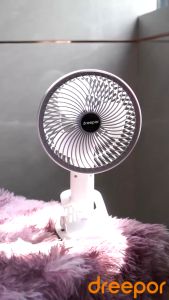 Dreepor Portable Rechargable Electric Fan 3 Gear USB Rechargeable Desk Clip Fan 720°Angle Adjustment Electric Fan Home Student Dormitory Small Cooling Fan