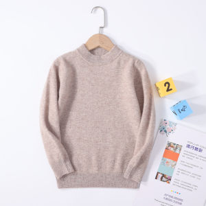 Thickened Woolen Knitted Sweater Childrens Half High Collar round Neck Soft Pure Color Warm Long Sleeve Baby Toddler Kids