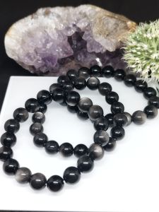 Silver Obsidian Bracelet [Good Grade] 银曜石手串 Natural Crystal Bracelet 天然水晶手串 KTB346