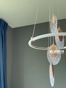 Modern LED Crystal Chandelier – 3-Color Dimmable Luxury Pendant Light for Dining Room Living Room Bedroom