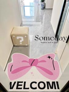 Butterfly Knot Door Mat Customizable Entrance Hall Floor Mat Home Anti Dirt Slip Resistant Carpet Modern Simple Style PVC Material