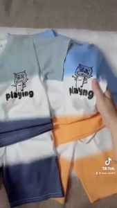 Đồ bộ bé trai Con Xinh cotton in loang 3D 3 màu tay ngắn cho bé từ 13kg đến 50kg