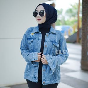 jaket denim bordir bungga jakat kekinian jaket terbaru jaket sobek jaket jeans termurah jeket blue senwos jeket cewe jaman sekarang jaket perempuan anak gaul