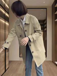 เสื้อแจ็คเก็ตฤดูใบไม้ผลิและฤดูใบไม้ร่วงสำหรับผู้หญิง ทรงหลวม ยาวปานกลาง สไตล์เกาหลี เสื้อโค้ททรงเข้ารูปสำหรับผู้หญิงไซส์เล็ก