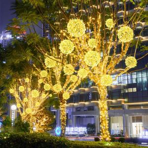 Solar Powered String Lights Outdoor Waterproof Tree Hanging Colorful Festival Street Lighting Bright round Ball Decorative Lights