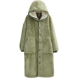 HODO | Hodo Thickened Coral Fleece Robe Hooded Bathrobe Couples Home Clothes Autumn Winter Pajamas Youth Polyester Fiber Sleeping Gown