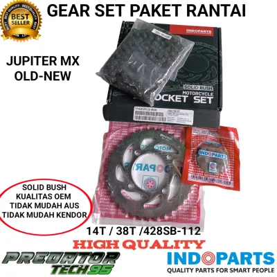 GEAR SET GIR PAKET RANTAI SOLID BUSH INDOPART YAMAHA JUPITER MX 135 LAMA OLD NEW HIGH QUALITY
