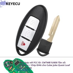 Chìa Khóa Điều Khiển Từ Xa Thông Minh 315MHz Tích Hợp Chip ID46 3 Nút Bấm Dành Cho Nissan Cube Juke Quest Leaf Versa Note 2010-2017 Mã FCC: CWTWB1U808