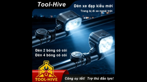 Đèn pha xe đạp 2 trong 1 có còi đèn gần xa 2/4 bóng điều khiển dây phụ kiện xe đạp núi
