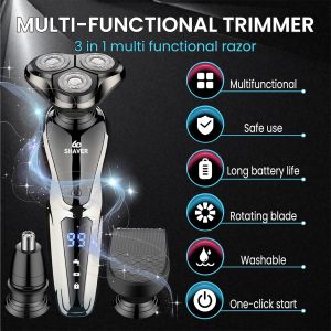 Rechargeable Electric Shaver for Men All in One Trimmer Set with Nose Trimmer Sideburns Trimmer Face Cleaning Brush