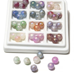 ลูกปัดทรงกลมแก้วคริสตัลแวววาวสีฟ้าประกายมุก20ชิ้น/ถุง10มม. สำหรับสร้อยข้อมือสร้อยคอเครื่องประดับทำเครื่องเพชรแบบทำมือ