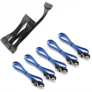 SATA 15Pin 1 to 5 SATA 15Pin Hard Drive Power Supply Splitter Cable Cord for DIY PC Server 15-pin SATA Power 60CM