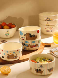Ceramic Dog Bowl Popular Cute Small Dog Design One Person One Bowl Home Use High Aesthetic Value New 2025 Cartoon Anime Pattern