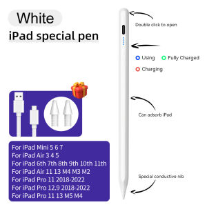 Stylus Pencil for iPad 11th A16 10th 10.9  Air 4 5 6 Air 11 M2 M3 M4 Air 13 Pro 11 M4 Pro 13 Pro 12.9 3/4/5/6th 7/8/9th 10.2 6th 9.7 Air 3 10.5 Mini 5 6 7 Mini 7 A17 Pro with Plam Rejection & & Digital Power Display