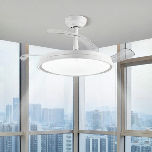 Modern Minimalist Ceiling Fan Light Hidden Iron Body PMMA High Transmission Lampshade for Living Room Dining Room Bedroom