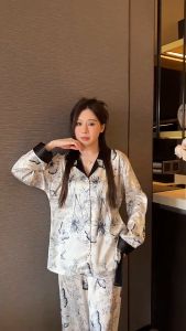[LD8] Bộ Ngủ Mặc Nhà Pijama Lụa Dài TayThiết Kế Sang Chảnh Nữ Tính Phong Cách Hàn Quốc-HÀNG QUẢNG CHÂU
