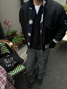 Phong Cách Mỹ Ngắn Áo Khoác Bomber Dành Cho Nam Giới Với Chuyến Bay Thêu MA1 Áo Khoác Mùa Xuân Mùa Thu Đồng Phục Bóng Chày Cleanfit