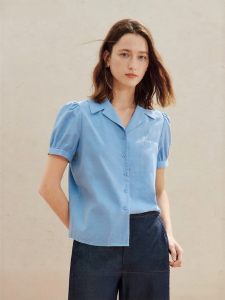 INMAN | Cotton French Retro V-Neck Short Sleeve Shirt