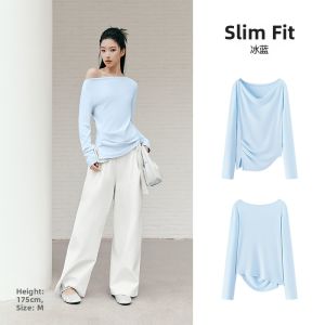 Semir | Long Sleeve Fall Short Irregular Flare Collar Fitted T-shirt