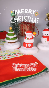 Christmas Phone Holder Decorations Desk PVC Cartoon Women Man Gift Christmas Tree Phone Holder