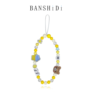 Handmade DIY Bear Mobile Phone Lanyard Bag Charm Universal CCD Original Hanging Decoration Cute Cartoon Ice Cream Lucky Yellow Flowers Stars
