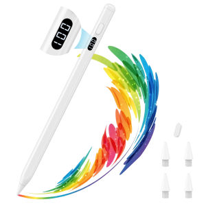 MoKo Stylus Pen for iPad 2018-2025 USB-C Fast Charging Pencil with LED Power Display Tilt Sensitivity for Apple iPad A16/11/10/9/8/7/6 Air 7/6/5/4/3/M3/M2 Pro 13"/12.9"/11"/M4 Mini 7/6/5