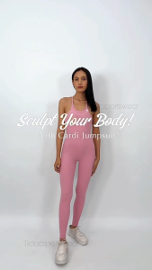 CARDI JUMPSUIT OLAHRAGA With CUP BRA / SETELAN ONE SET GYM FITNESS WANITA