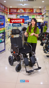 YUWELL - Kursi Roda Listrik Lipat Elektrik 3in1 Sandaran Kepala + Tidur Berbaring + Mode Kaki Naik D130TL | Electric Travelling Portable Wheelchair Lithium Battery
