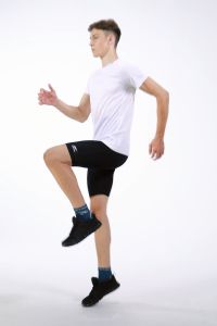 Spandex กางเกงรัดกล้ามเนื้อขาสั้น ช่วยซัพพอตต์กล้ามเนื้อ ลดการเกิดตะคริว ป้องกันขาเสียดสี เนื้อผ้ากระชับ ไม่ย้วย S001SF สีขาว