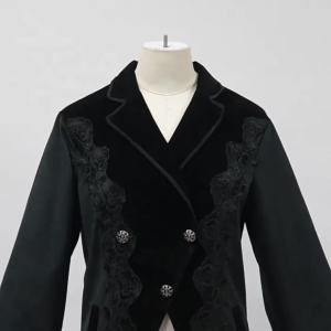 [YiNiu]Women Steampunk Tailcoat Black Velvet Gothic Victorian Jacket Halloween Vampire Tuxedo Vintage Witch Renaissance Coat