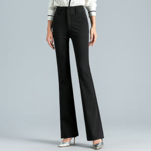 Black High Waist Straight Leg Bell Bottom Pants Womens Spring Autumn New Style Drape Slimming Suit Casual Long Trousers