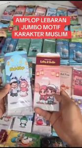 PAKET 50 PCS AMPLOP LEBARAN JUMBO MOTIF KARAKTER MUSLIM 2025