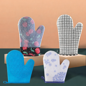 Short Thickened Double Layered Silicone Heat Resistant Gloves