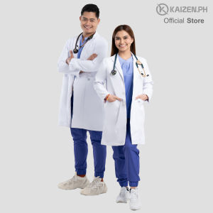 White Medical Coat (LONG) KML-01 Men and Women LUMINA PRO Fabric