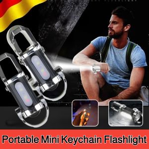 Keychain Flashlight Mini Telescopic Focusing Flashlight USB Torch Light Rechargeable Outdoor Waterproof Emergency Lamp