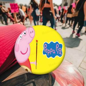 Cute P-Peppa-cartoon-Pig Round Button Pins Slogan Creative Brooches Backpack Clothes Decoration Fashion Cartoon Jewelry Gifts