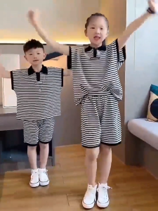 Summer suits for boys and girls 2025 New stylish POLO childrens suits for babies