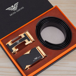 FL Armani Mens Leather Belt Genuine Leather Pure Cowhide Automatic Buckle Minimalist Young Mens Business Pants Belt K-style