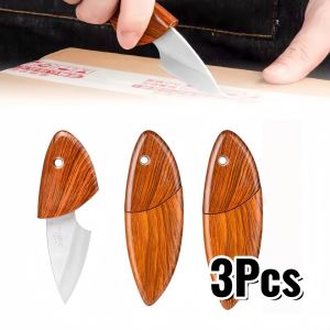 3Pcs Mini Outdoor Portable Knife EDC Box Knife Multi-Purpose Sharp Fruit Knife Removable Fast Wood Handle Knife Wilderness Survival Utility Knife