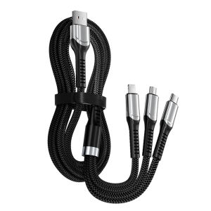 200W sạc siêu nhanh USB Để Loại C Cáp 3 Trong 1 Nylon Dệt Chống Uốn Cáp dữ liệu sạc điện thoại cáp cho Bộ chuyển đổi Cho Ios15/Loại C/Micro