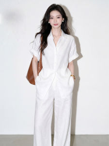 V.C.I | Laid-back Minimalist Old Money Style Womens Casual Short-sleeved Linen Shirt