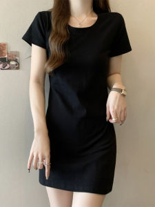 Casual Slim Fit Cotton Dress for Women Short Sleeve Bodycon T-shirt Skirt Summer New Style Above 18 Years Old