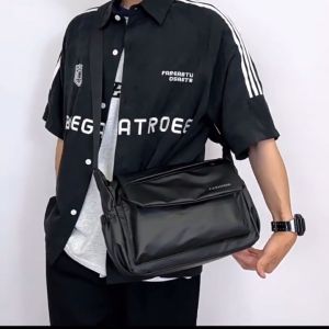 Malaysia Stock!! Korean Fashion Men Sling Bag Shoulder Bag Pu Waterproof Messenger Bag
